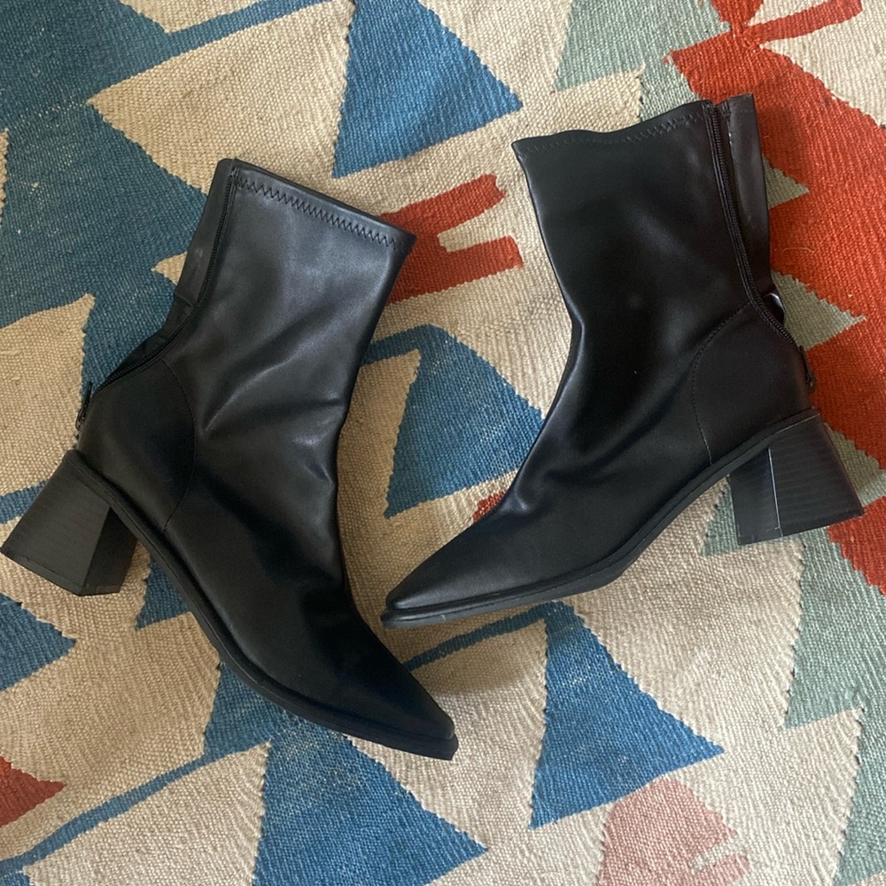 Asos Black Heeled Leather Boots